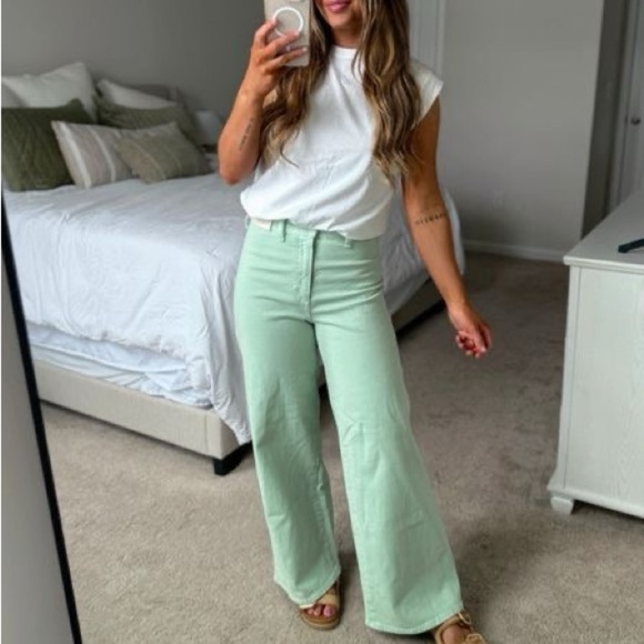 Mint Green High-Rise Sailor Wide Leg Ankle Jeans from Universal Thread - NWT sz4 - Picture 1 of 6